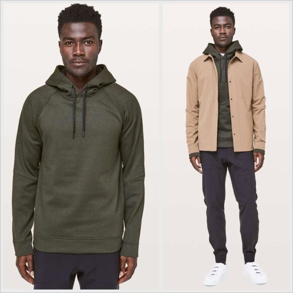 Lululemon Mens City Sweat Pullover Hoodie *Thermo Olive Green Sweat-Wicking Sz L
